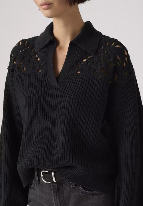 Levi’s® - Bianca crochet polo sweater - anthracite night cotton blend