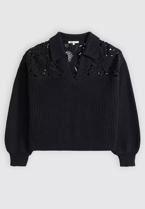 Levi’s® - Bianca crochet polo sweater - anthracite night cotton blend