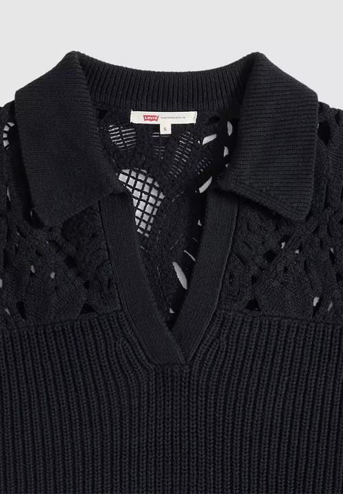 Levi’s® - Bianca crochet polo sweater - anthracite night cotton blend