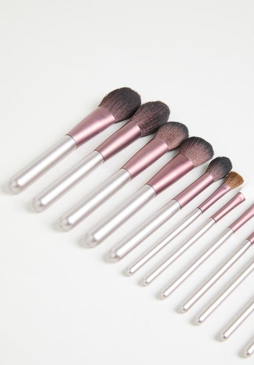 Glam Beauty - Make Up Brush 12 Piece Set - Silver & Pink