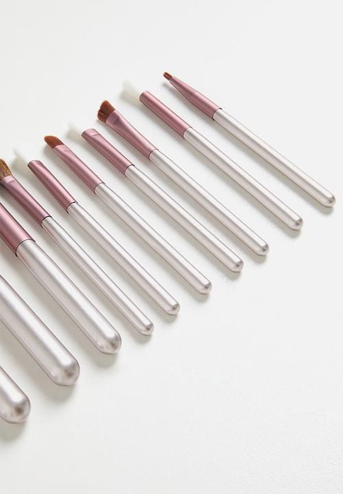 Glam Beauty - Make Up Brush 12 Piece Set - Silver & Pink