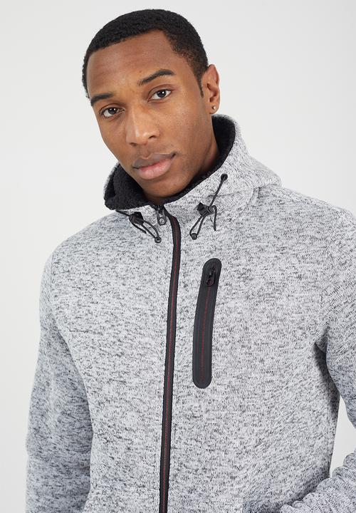 Brave Soul - Long Sleeved Full Zip Through - Grey Grindle / Jet Black