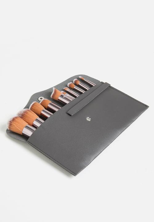 Glam Beauty - Make Up Brush 10 Piece Set with PU Envelope Bag - Champagne