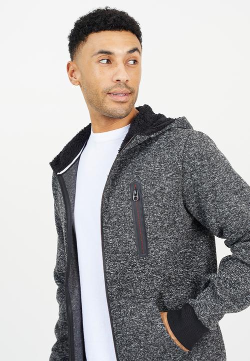 Brave Soul - Long Sleeved Full Zip Through - Black Grindle / Jet Black