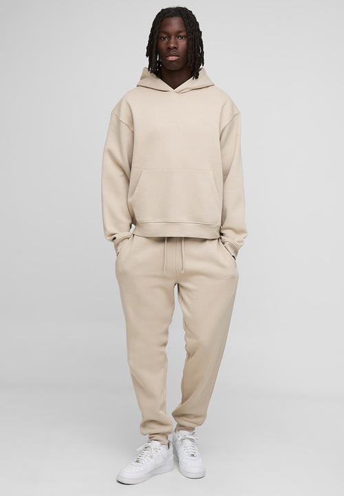boohooMAN - Basic BM Signature Oversized Boxy Hoodie - Stone