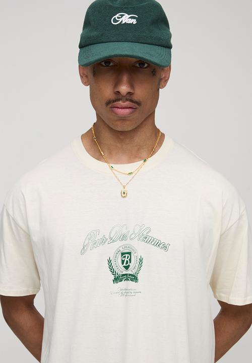 boohooMAN - Ecru Oversized Pour Homme Crest Printed T-Shirt - Ecru