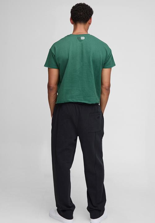 boohooMAN - Forest Oversized Cropped Loopback Worldwide Raw Edge T-Shirt - Forest
