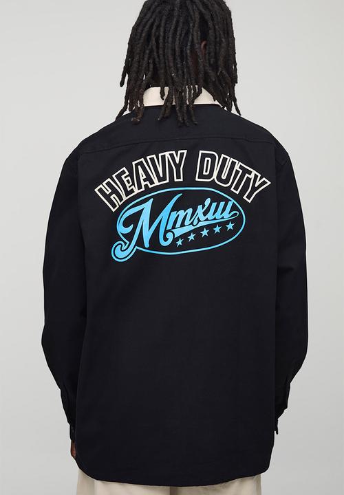boohooMAN - Oversized Heavy Duty Printed Collared Shirt - Black
