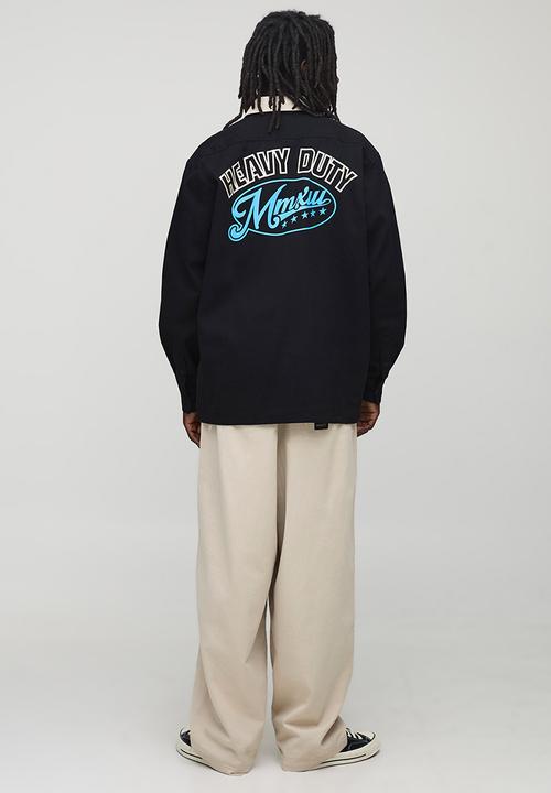 boohooMAN - Oversized Heavy Duty Printed Collared Shirt - Black
