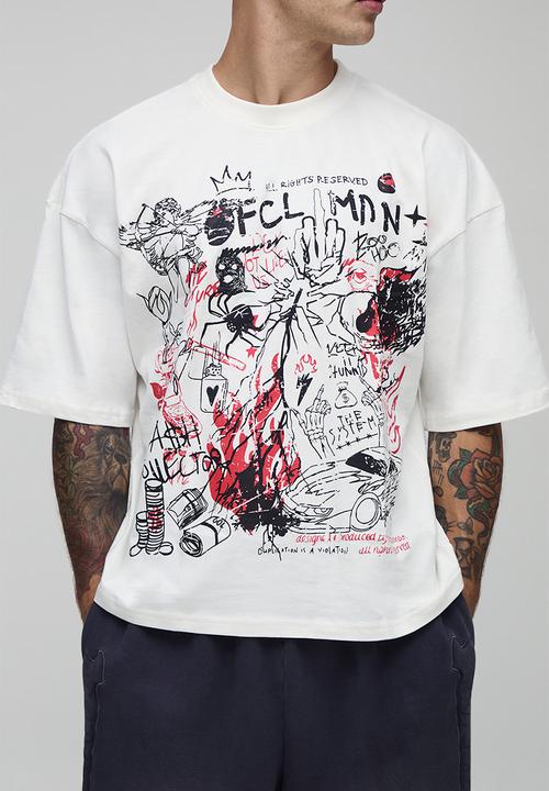 boohooMAN - White Oversized Boxy Ofcl Man Printed T-Shirt - White