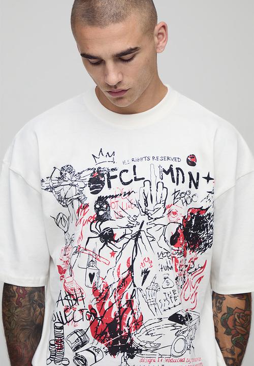 boohooMAN - White Oversized Boxy Ofcl Man Printed T-Shirt - White