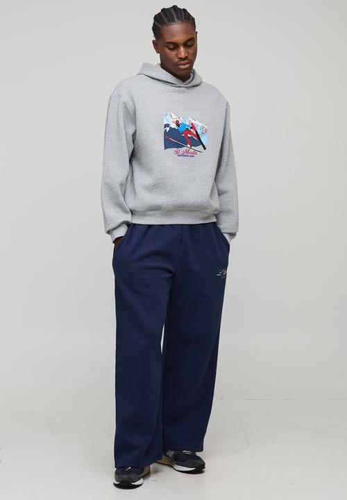 boohooMAN - Oversized Boxy Ski Graphic Hoodie - Grey Marl