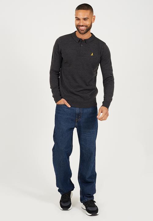 Brave Soul - Branded Button Placket - Dark Charcoal Marl