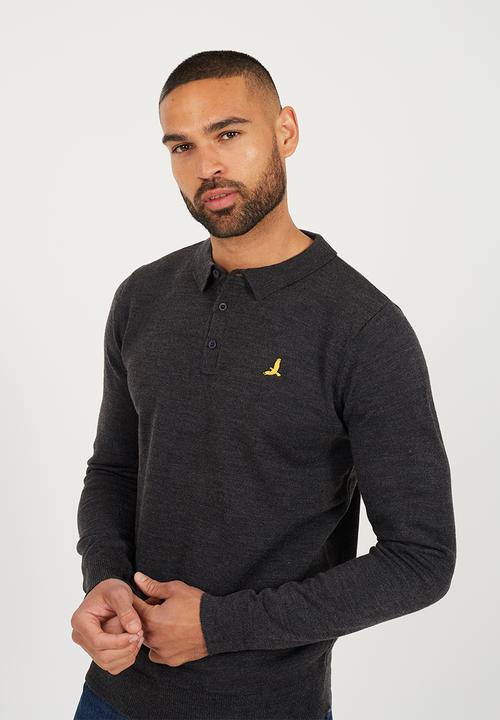 Brave Soul - Branded Button Placket - Dark Charcoal Marl