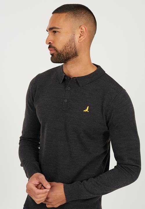 Brave Soul - Branded Button Placket - Dark Charcoal Marl