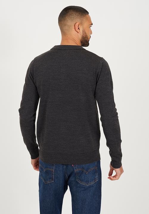 Brave Soul - Branded Button Placket - Dark Charcoal Marl