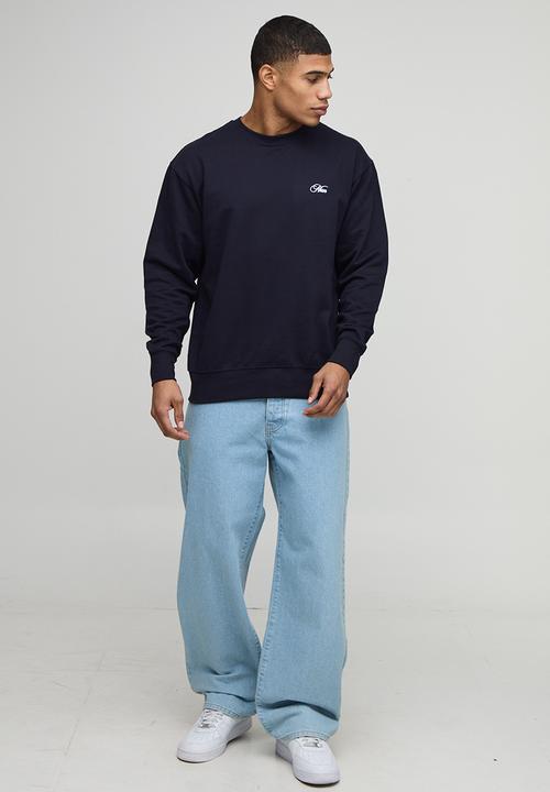 boohooMAN - Navy Relaxed Fit Chalet Landscape Printed Sweatshirt - Navy