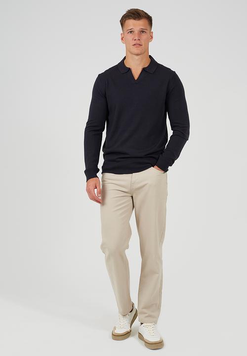 Brave Soul - Long Sleeve Trophy Neck Polo - Midnight Navy