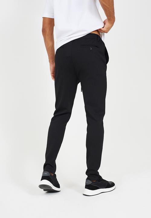 Brave Soul - Straight Leg Open Hem Joggers - Jet Black