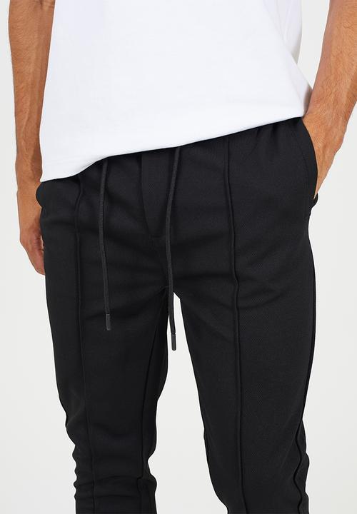 Brave Soul - Straight Leg Open Hem Joggers - Jet Black