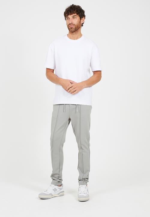 Brave Soul - Straight Leg Open Hem Joggers - Light Grey