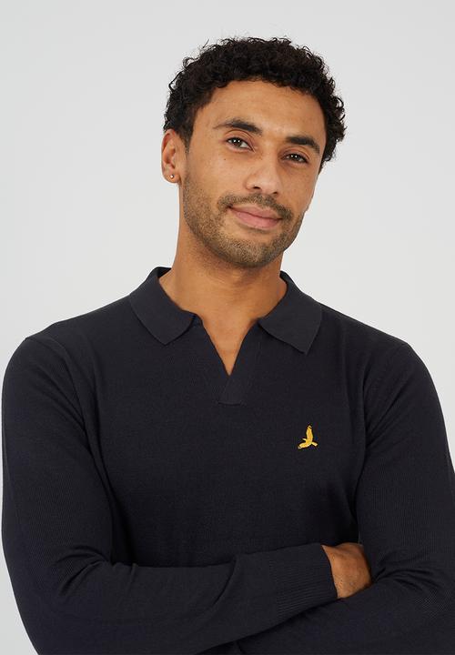 Brave Soul - Long Sleeve Trophy Neck Polo - Midnight Navy