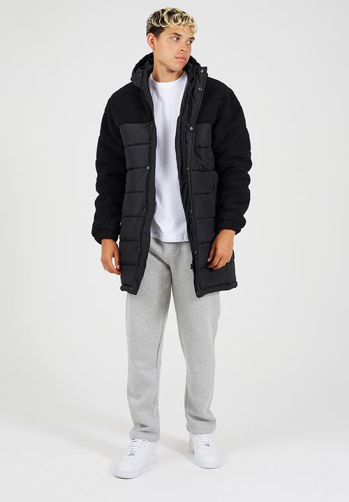 Brave Soul - Padded Hooded Longline Jacket - Black