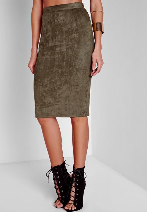 Missguided - Faux Suede Midi Skirt