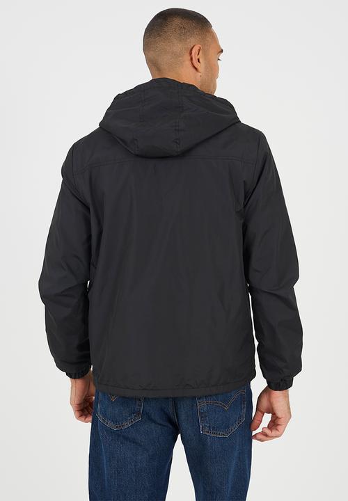 Brave Soul - Fleece Lined Jacket With Jersey Hood - Black