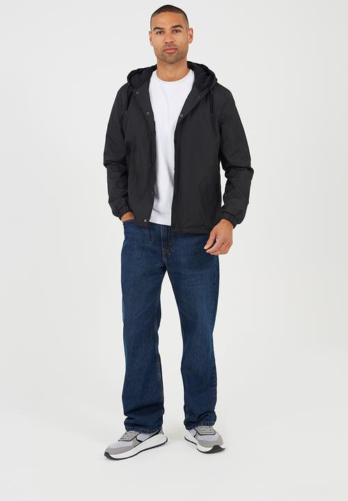 Brave Soul - Fleece Lined Jacket With Jersey Hood - Black