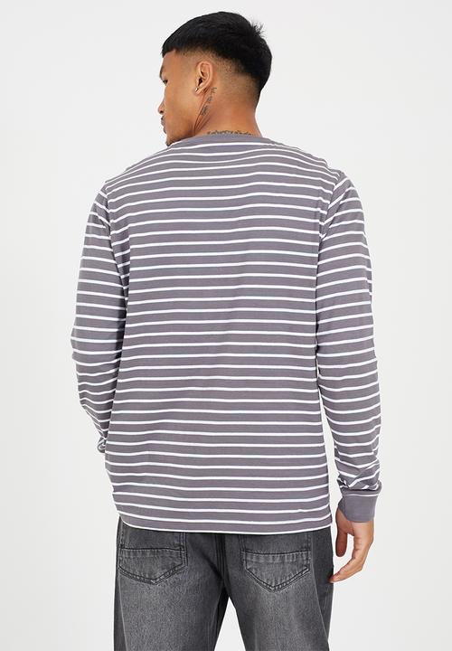 Brave Soul - Crew Neck Long Sleeve  - Grey / White