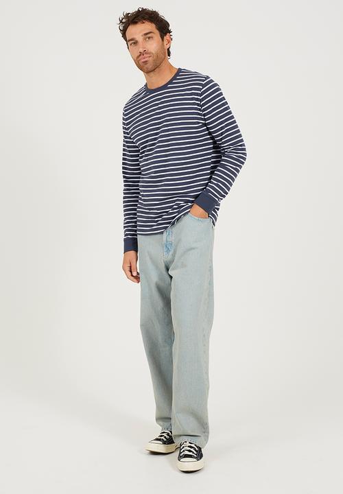 Brave Soul - Crew Neck Long Sleeve  - Navy / White
