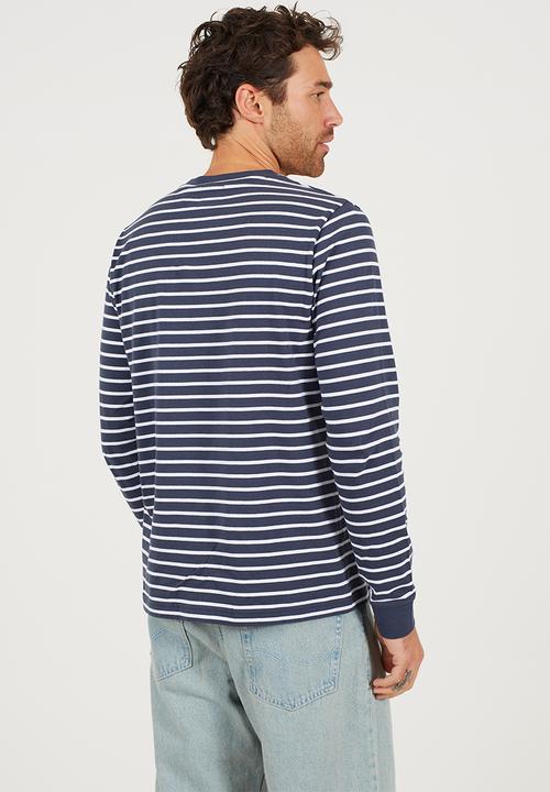 Brave Soul - Crew Neck Long Sleeve  - Navy / White