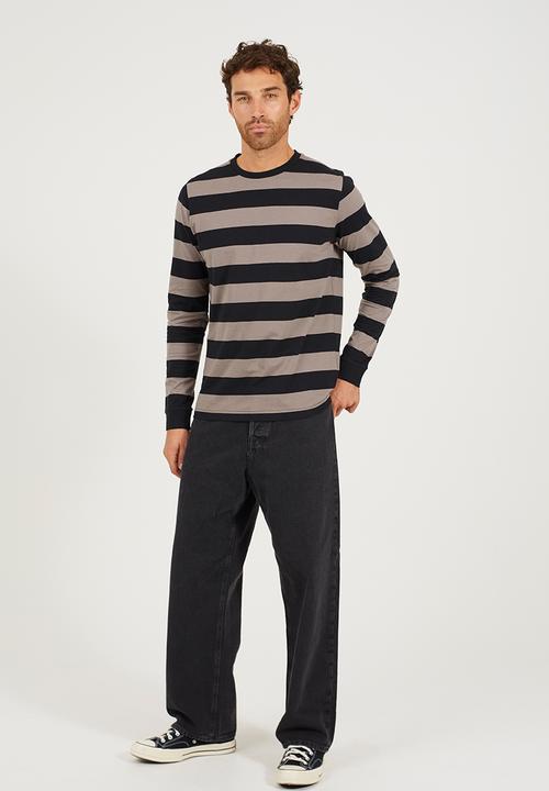 Brave Soul - Crew Neck Long Sleeve  - Charcoal / Black