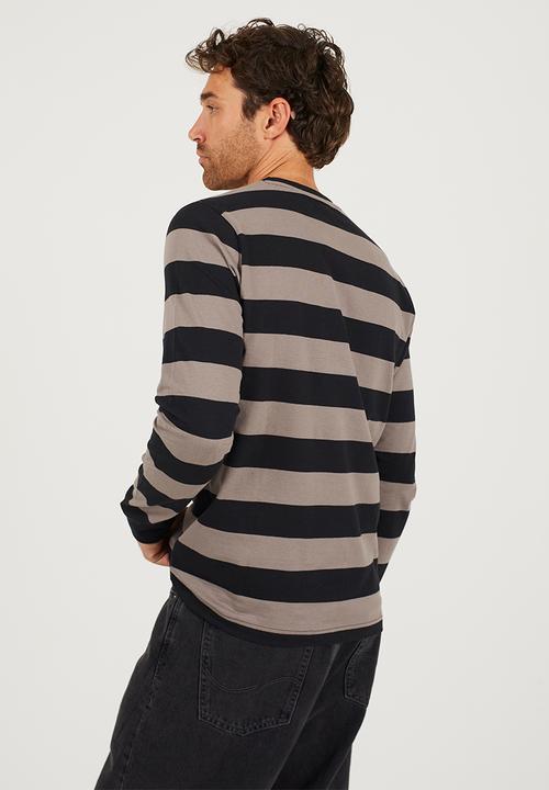 Brave Soul - Crew Neck Long Sleeve  - Charcoal / Black