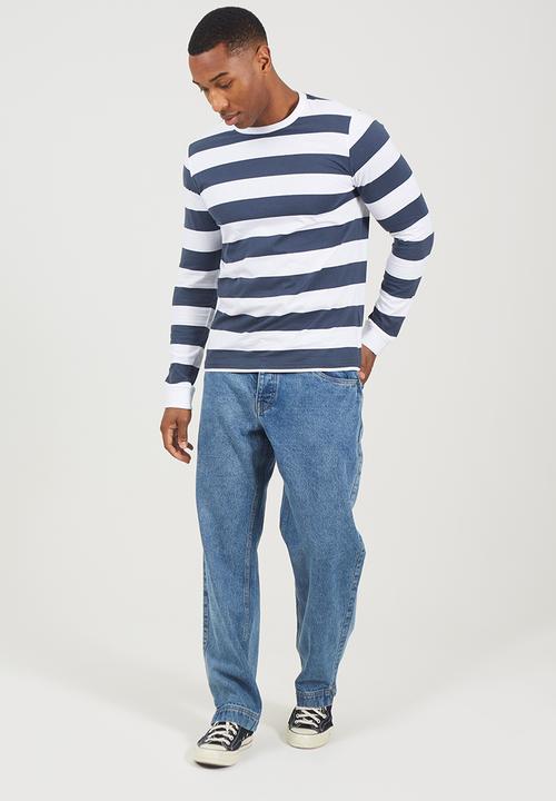 Brave Soul - Crew Neck Long Sleeve  - Navy / White