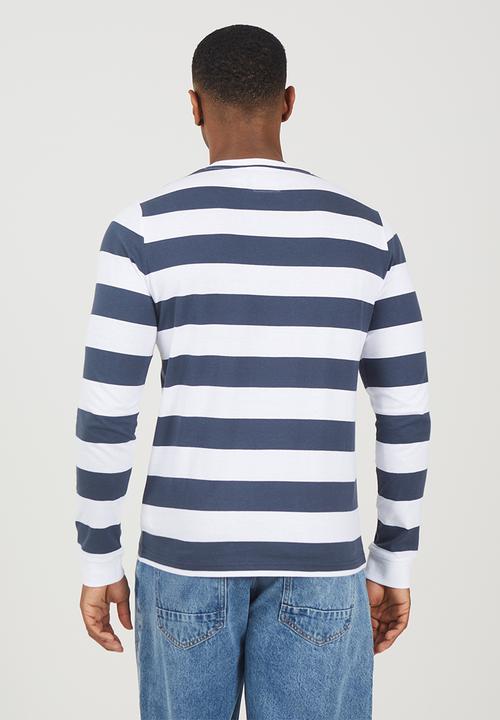 Brave Soul - Crew Neck Long Sleeve  - Navy / White
