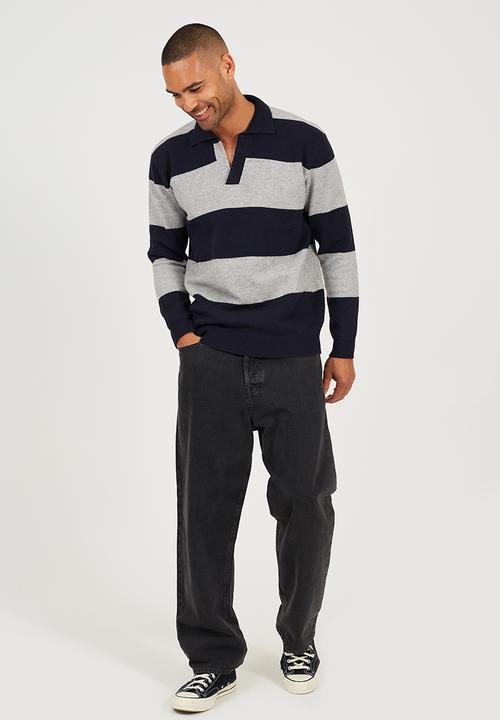 Brave Soul - Knitted Sweater - Midnight Navy/Silver Grey Marl