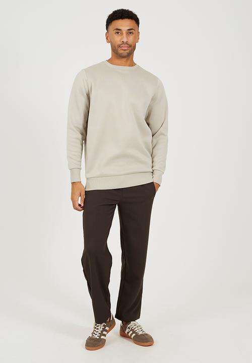 Brave Soul - Crew Neck Sweatshirt - Light Stone/Mineral Green
