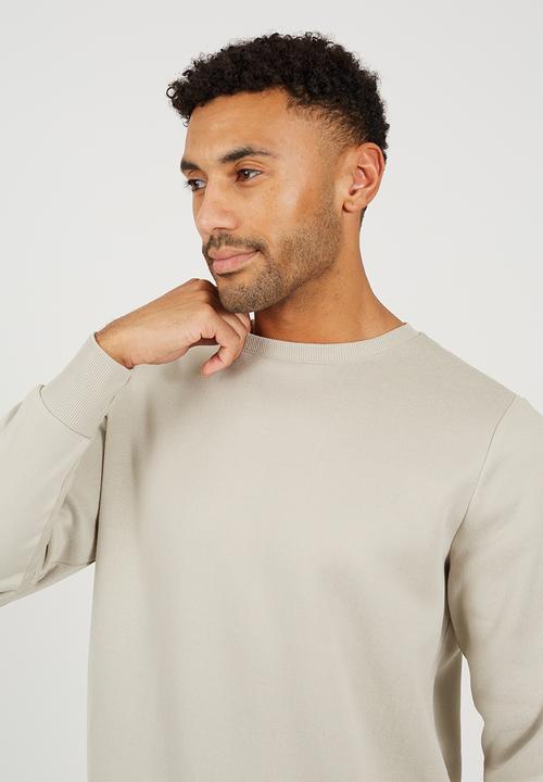 Brave Soul - Crew Neck Sweatshirt - Light Stone/Mineral Green
