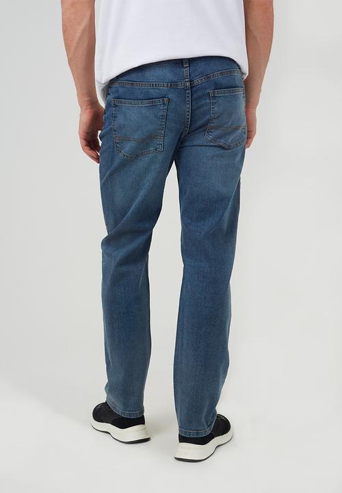 Brave Soul - Straight Fit Denim Jeans - Mid Blue Long Length