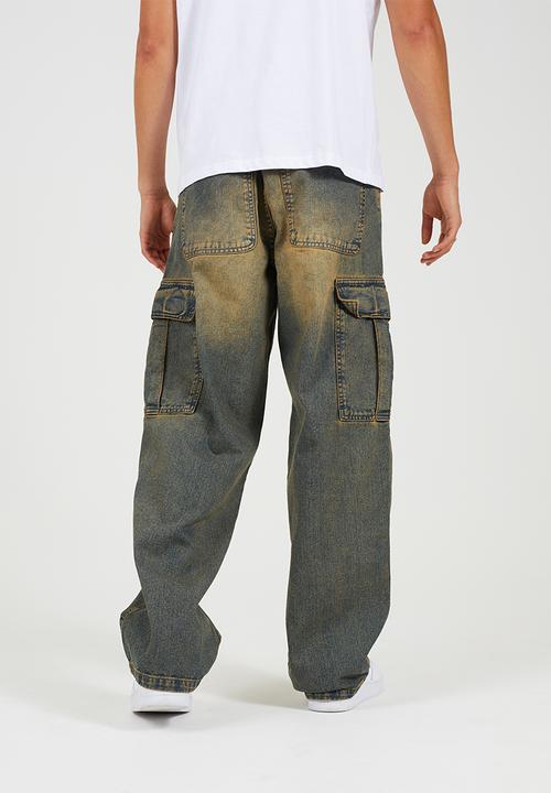 Brave Soul - Cargo Extreme Wide Leg Denim Jean - Vintage Rust Long Length