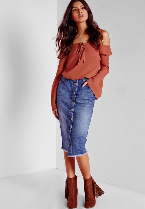 Missguided - Cold Shoulder Eyelet Blouse