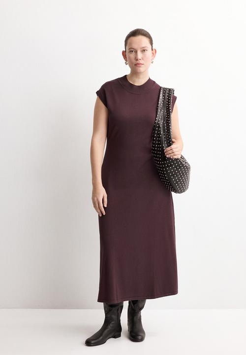 MANGO - Knitwear Dress Pomodore- dark brown