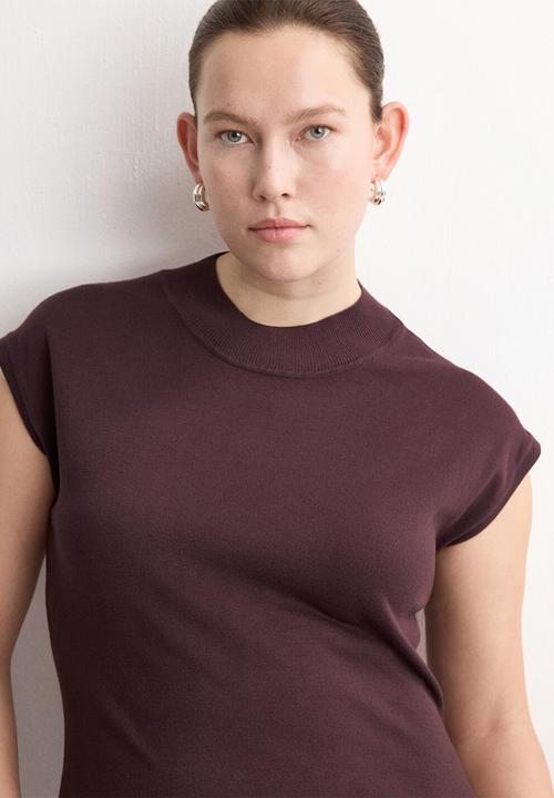 MANGO - Knitwear Dress Pomodore- dark brown