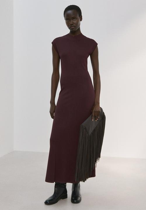 MANGO - Knitwear Dress Pomodore- dark brown