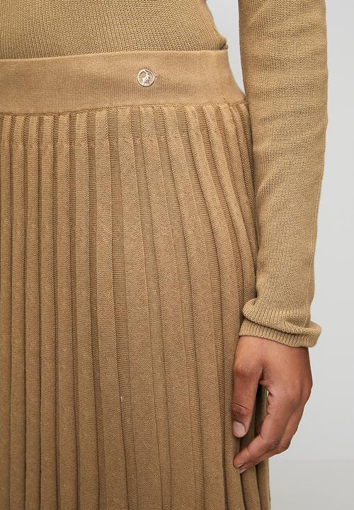 POLO - Wmn Nora Knit Pleated Skirt - Camel