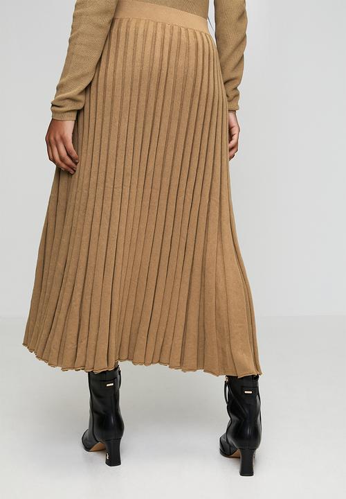 POLO - Wmn Nora Knit Pleated Skirt - Camel