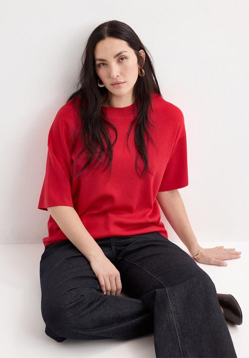 MANGO - Sweater brunito- red
