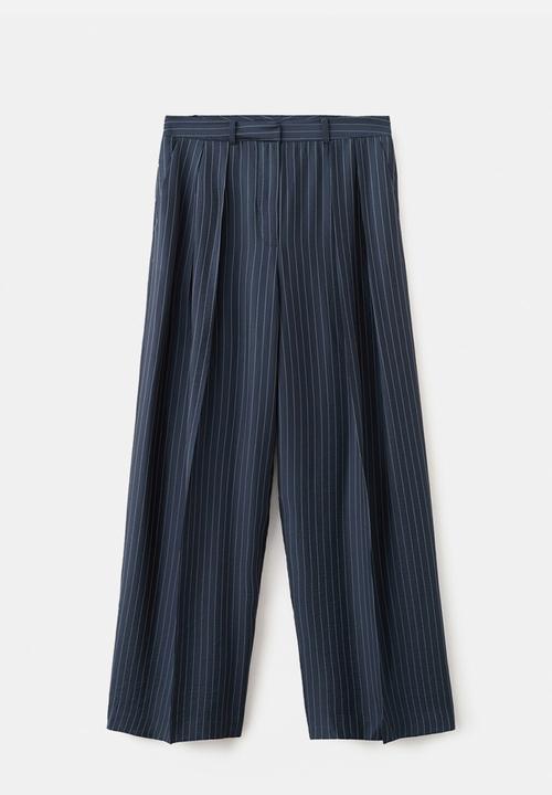 MANGO - Trousers beli- navy